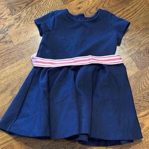 Polo by Ralph Lauren Navy Dress with Striped Pink Belt
